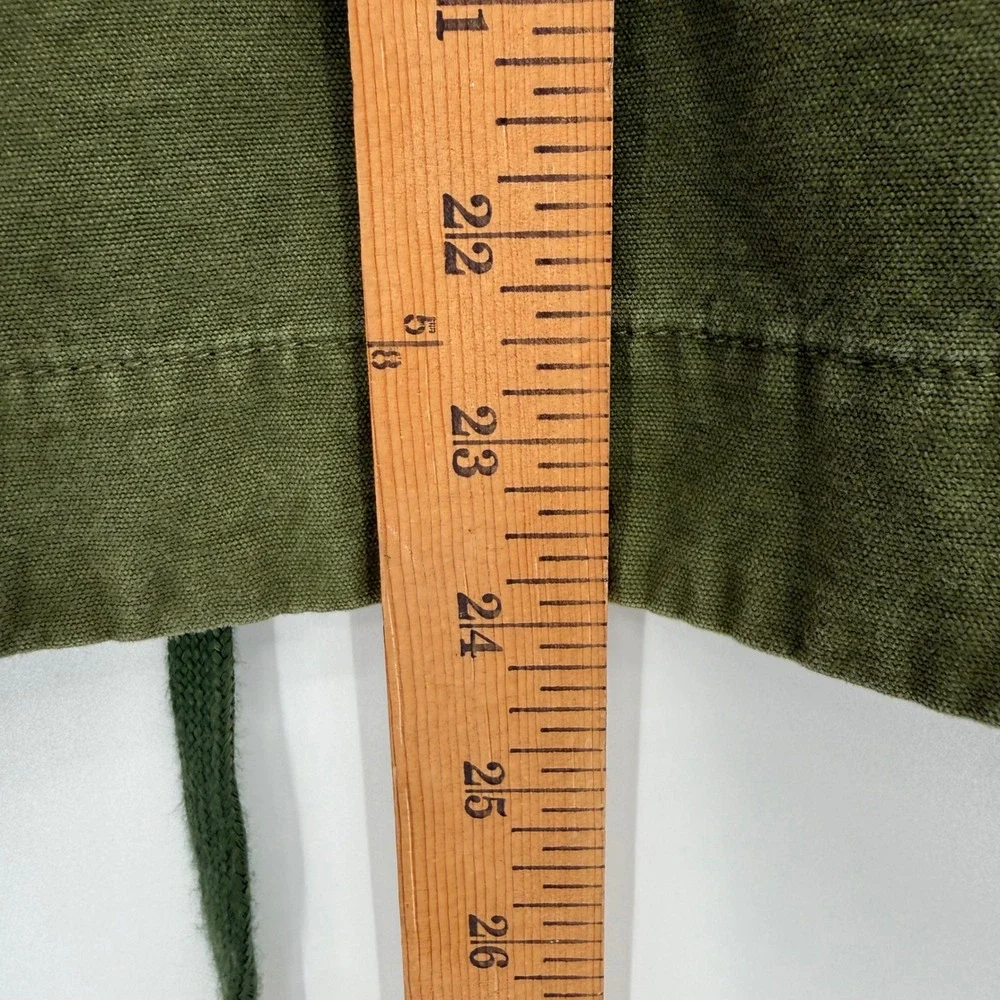 Emory Park Jacket Womens Medium Olive Green Lace Up Hooded Utility Canvas IM185T